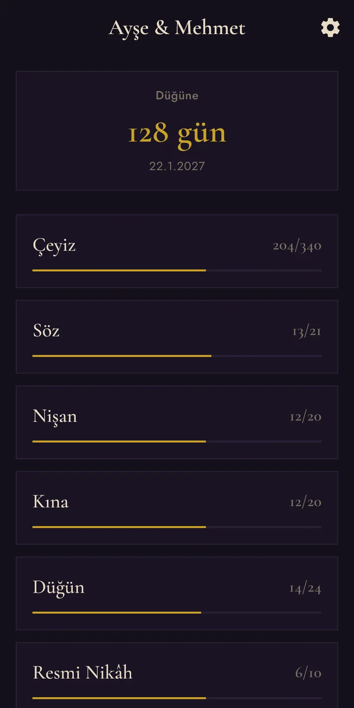 Partnerin telefonunda aynı liste, karanlık temada
